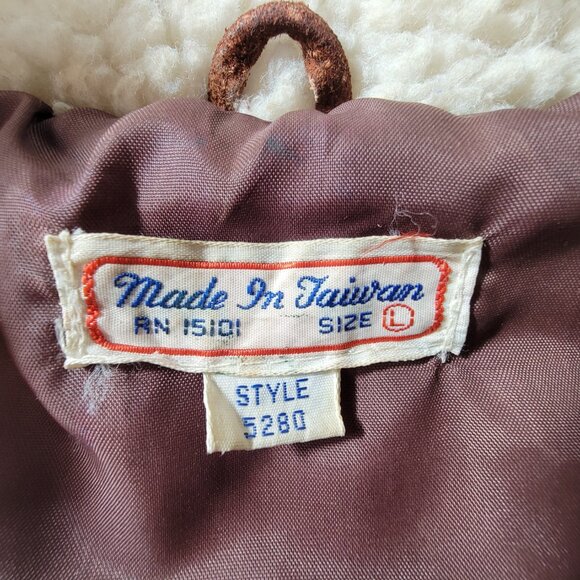 Vintage Vest 100% cowhide sherpa shell 1970s made in Taiwan Style 5280 Size L - Picture 2 of 16
